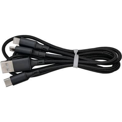 Кабель 3 в 1 USB -  Lightning 8pin+micro USB+Type C, 1,0м, Borofone BX50, черный