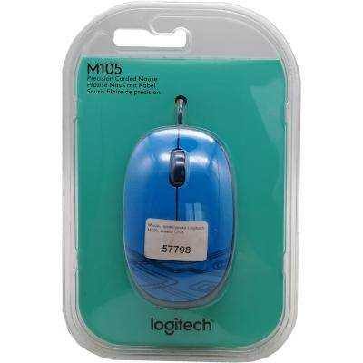Мышь проводная Logitech M105, синий USB
