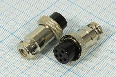 MIC16 (GX16) гнездо 6pin, на кабель (7А, 125В)