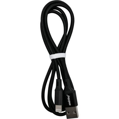 Кабель USB - Lightning 8pin, 1,0м, SmartBuy S14, 3A, нейлон, черный (iK-512-S14b)