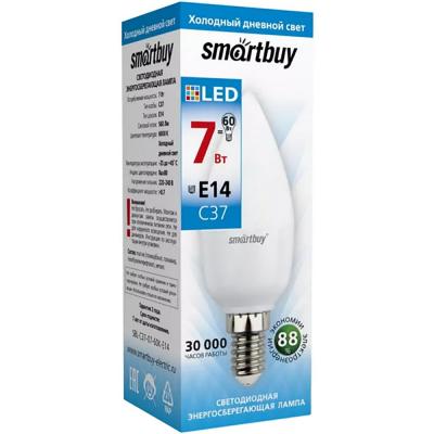 LED лампа C37/07W/6000/E14, Smartbuy
