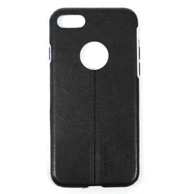 Чехол-накладка iPhone X/XS, Motomo пласт., экокожа, строчка, черный 