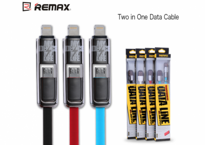Кабель 2 в 1 USB - Lightning 8pin+micro USB, 1,0м, Remax Transformer Kingkong, черный
