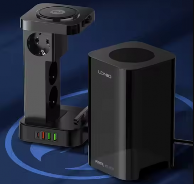 Сетевой фильтр LDNIO SEW4485, 4 гнезда + 3USB + PD + беспровод. зарядка, таймер, 2,0м, черный