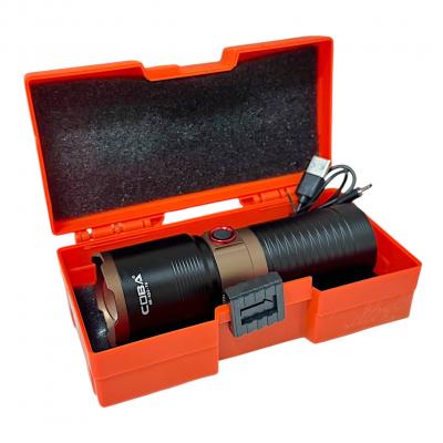 Фонарь ручной CB-X53-TG, Laser LED, ZOOM, функц. powerbank, встр. акб, Type-C БИТАЯ УПАКОВКА
