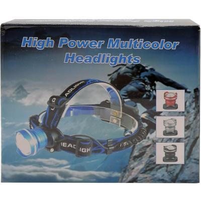 Фонарь налобный Bailong BL-T07-T6, 3 режима, ZOOM, 2*18650, кабель microUSB