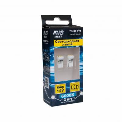 LED лампы AVS T023B T10 (W2,1x9,5d) 8SMD 1210, белый