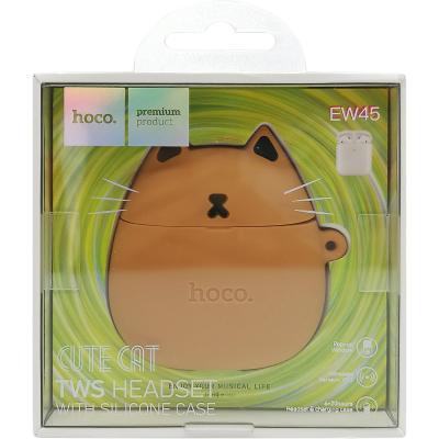 Гарнитура HOCO EW45 Cat, Bluetooth, в кейсе, карамель