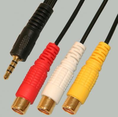 Переходник шт.3,5 (4pin) - 3 гн.RCA пласт. с каб 0,3м.