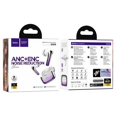 Беспроводные наушники HOCO EQ16, ANC+ENC, bluetooth, в кейсе, фиолетовый