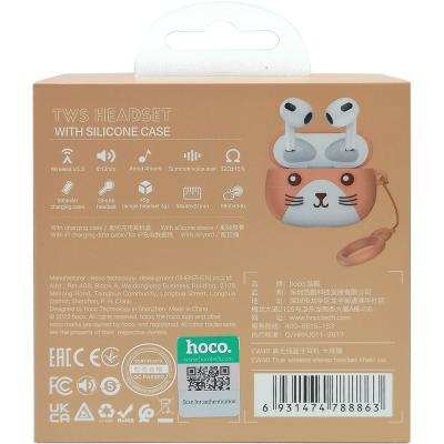 Беспроводные наушники HOCO EW46 Cat, Bluetooth, в кейсе, белый/бежевый (Khaki Cat)