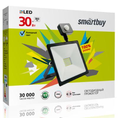 LED прожектор 30W, 6500K, IP65, 220V, датчик движения, черный (SBL-FLSen-30-65K)***