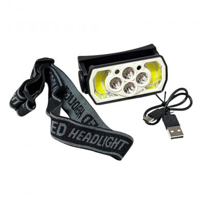 Фонарь налобный MH-220, 4*XPG LED+2*COB, встр. акб, Type-C