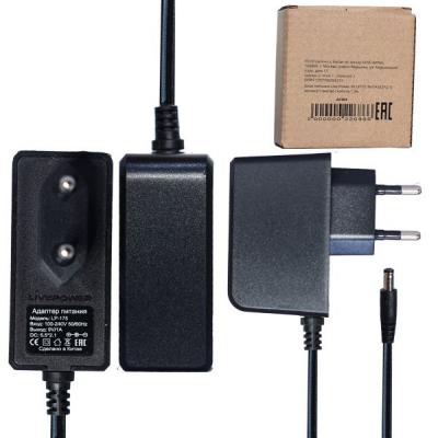 Блок питания импульсный  9,0V,  1,0A, 9W вилка на блоке, обр. полярность, LP175  