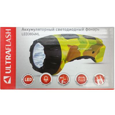 Фонарь ручной Ultraflash "AKKU PROFI" LED3804ML (аккум,4LED,220В) милитари