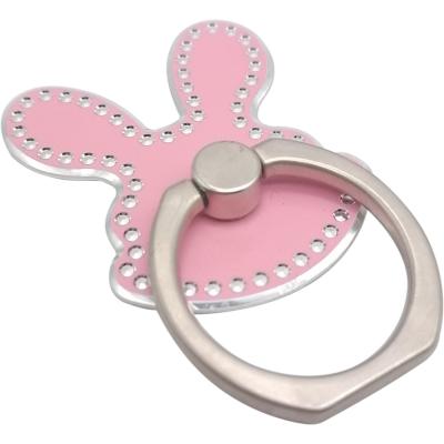 Кольцо-держатель для телефона металл фигурное "Зайчик", розовый