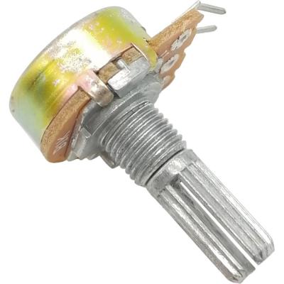 Резистор переменный 3pin, 1K, (d-17 мм, резьба М7, Вал d-6 мм)