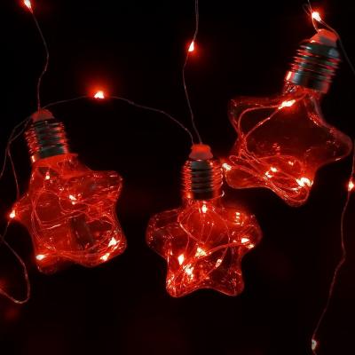 Гирлянда бахрома, 3м, 10LED, ЗВЕЗДЫ, красн.