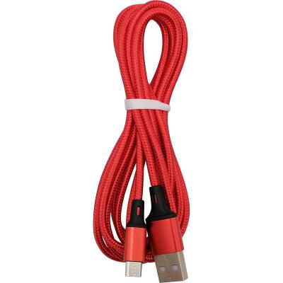 Кабель USB - micro USB, 2,0м, SmartBuy S14, 3A, нейлон, красный/черный (iK-22-S14rb)