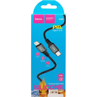 Кабель Type C - Lightning 8pin, 1,0м, HOCO X86 Spear, 3.0A PD 20W, черный