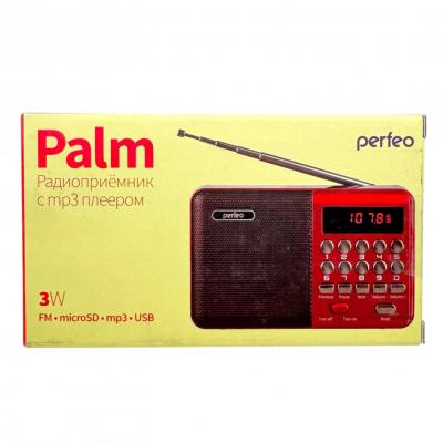 Радио Perfeo PALM, FM 87.5-108МГц, питание USB или 18650, красный