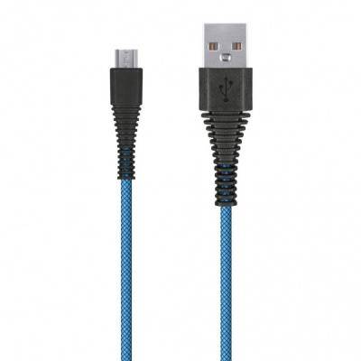 Кабель USB - micro USB, 2,0м, Smartbuy, карбон, экстрапрочный, до 2А, синий (iK-20n-2 blue)