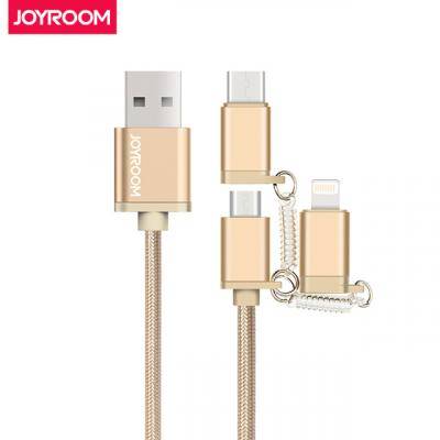 Кабель 3 в 1 USB -  Lightning 8pin+micro USB+Type C, 1,0м, JOYROOM S-M321, золото