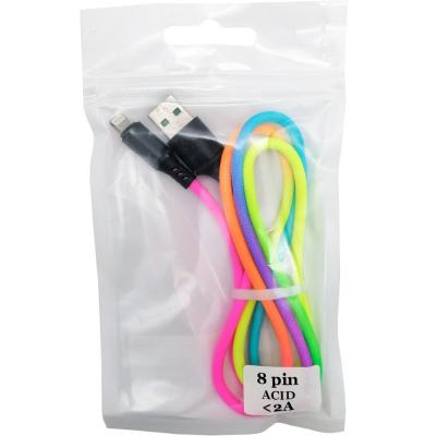 Кабель USB - Lightning 8pin, 1,0м, Smartbuy, в ткан. оплетке Acid, <2A, градиент (iK-512AR p-y)***