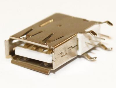 Гнездо USB-A на плату, выводы сбоку плоскости USB-A-111 (SZC)