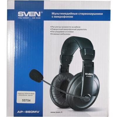 Наушники SVEN AP-860MV с микрофоном, черный**