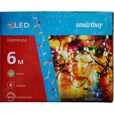 Гирлянда нитевая, 6м, 100LED, RGB, с контроллером, IP44, П.П. SB-RGBIP44-6m