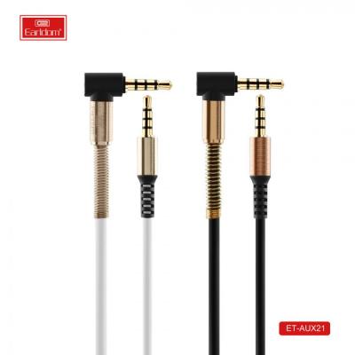 Jack 3,5mm - Jack 3,5mm 1,0м stereo Earldom ET-AUX21, угловой, белый