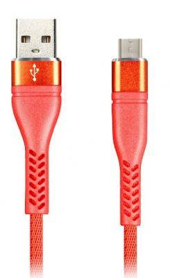 Кабель USB - micro USB, 1,0м, Smartbuy, TWILL ERGO, 2A, красный (ik-12TWE red)