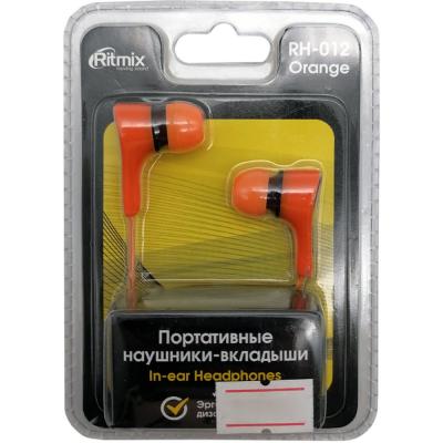 Наушники Ritmix RH-012 оранжевый (вакуумные)