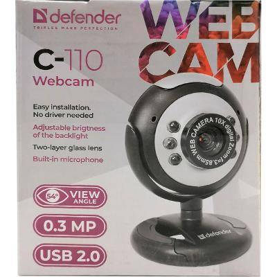 Web камера DEFENDER C-110 Black, 0.3Мп, подсветка