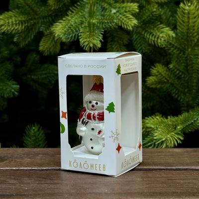 Игрушка ёлочная, 1шт. 9см. Снеговик с метлой, красный