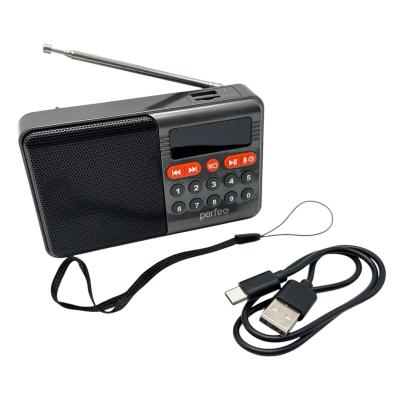 Радио Perfeo ТУРИСТ, 87,5–108 FM, питание USB/18650, серый