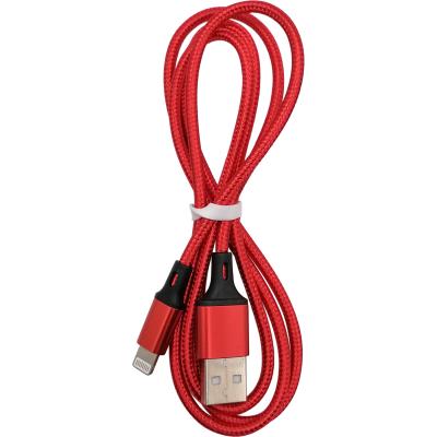 Кабель USB - Lightning 8pin, 1,0м, SmartBuy S14, 3A, нейлон, красный/черный (iK-512-S14rb)