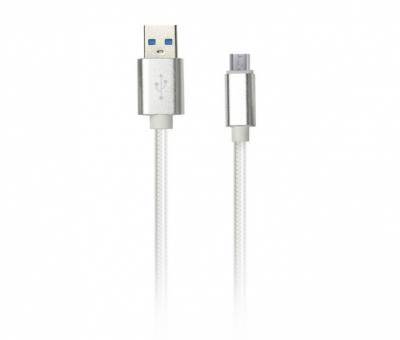 Кабель USB - micro USB, 1,0м, Smartbuy, нейлон, <2A, белый (iK-12nn white)