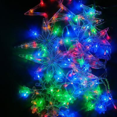 Гирлянда бахрома, 3,0м, LED, 8 звезд 2 льдинки 2 снежинки , RGB, LX-39
