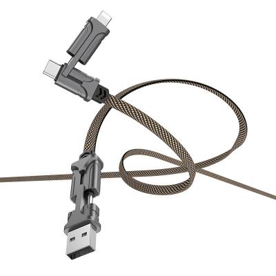 Кабель 4 в 1 USB+Type C - Lightning 8pin+Type C, 1,0м, HOCO S22 Magic cube, черный/коричневый