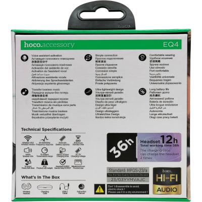 Беспроводные наушники HOCO EQ4 Graceful, bluetooth, в кейсе, черный