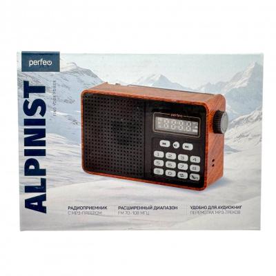 Радио Perfeo ALPINIST, FM+ 70-108МГц, питание USB или 18650, коричневый