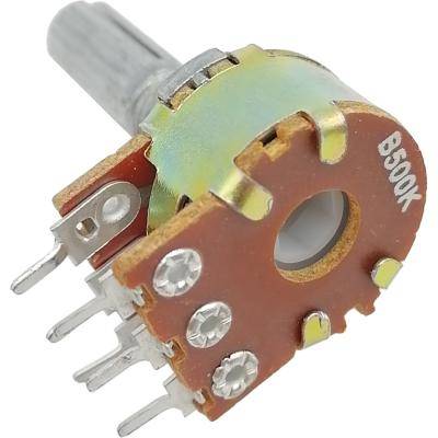 Резистор переменный 6pin, 500K, (d-17 мм, резьба М7, Вал d-6 мм)