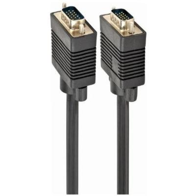 Шнур VGA(M)-VGA(M) 5,0м Premium Cablexpert CC-PPVGA-5M-B, тройной экран, черный
