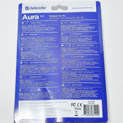 Наушники DEFENDER Aura HN-102 компьютерная гарнитура, кабель 1,8 м., черные