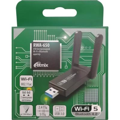 Wi-Fi адаптер + Bluetooth RITMIX RWA-650 (867Mbps)