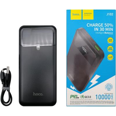 Портативный аккумулятор 10000 мАч, HOCO J102 Cool, 1xUSB+1xUSB-C, черный