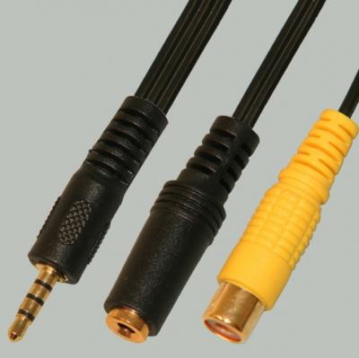 Переходник шт.3,5 (4pin) - гн.3,5 стерео + гн.RCA пласт. с каб 0,3м.