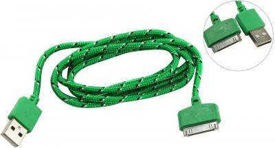 Кабель USB - iPhone 30pin, 1,2м, Smartbuy, нейлон, зеленый (iK-412n green)